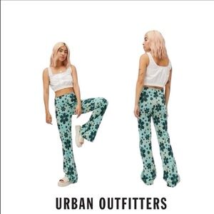Urban Outfitters Teal Floral Boot Cut Pants